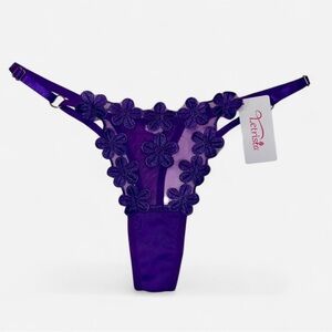 BNWT Sheer Mesh Flower Embroidered Thong Y2K Vibes